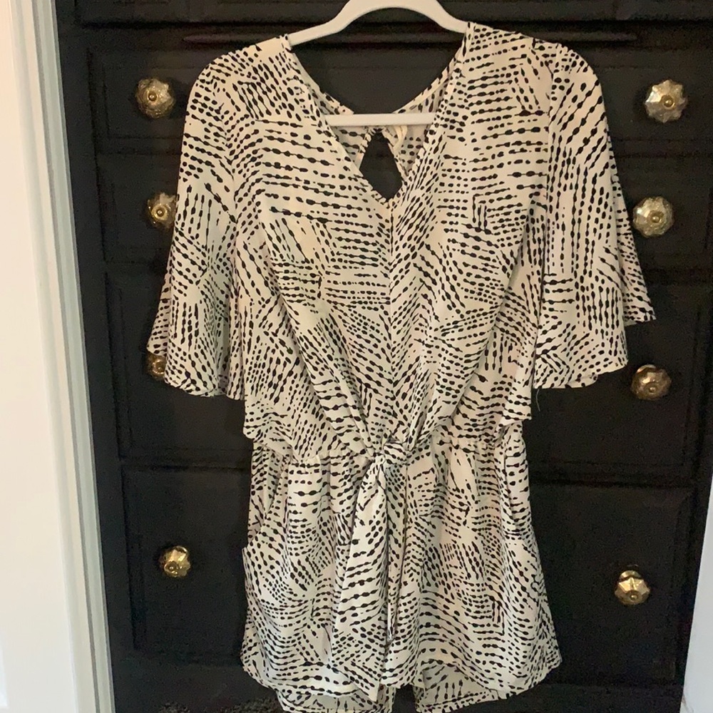 Tyche Black and White Print Romper